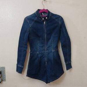 Nwot Free People Dark Blue Denim Romper